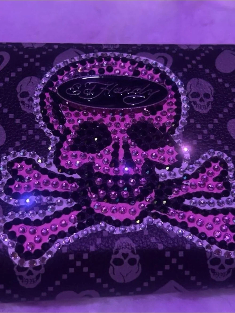 “Ed hardy” with sick gemmed skull design